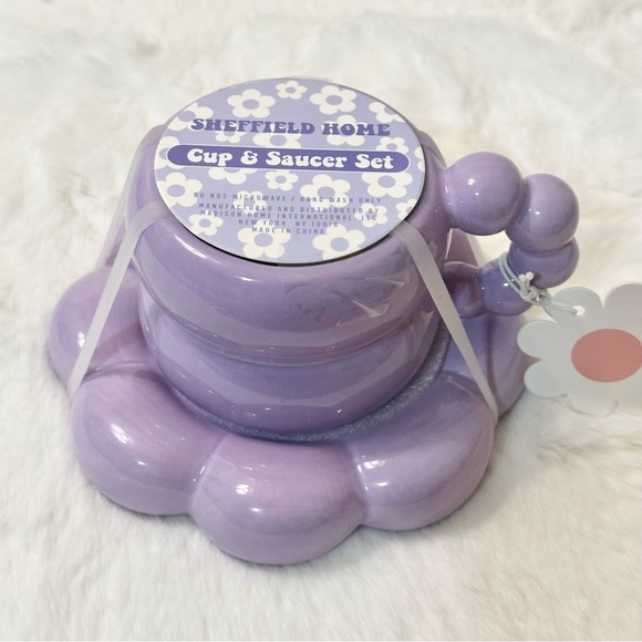 Sheffield Home Other - Sheffield Home Purple Cloud Cup & Saucer Set
